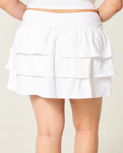 Hollister Ruffle Knit Mini Skort In White