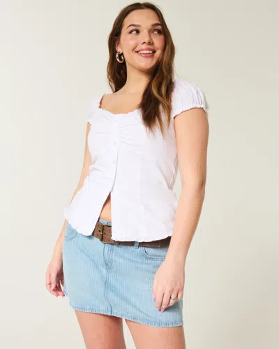 Hollister Low-rise Railroad Stripe Denim Mini Skort In White