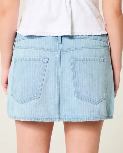 Hollister Low-rise Railroad Stripe Denim Mini Skort In White