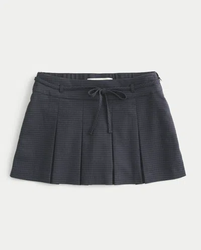 Hollister Mid-rise Pleated Mini Skort In Blue