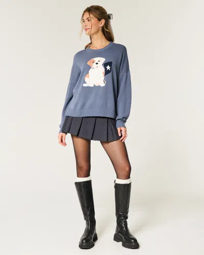 Hollister Mid-rise Pleated Mini Skort In Blue