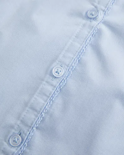 Hollister Short-sleeve Stretch Poplin Button-through Shirt In Blue