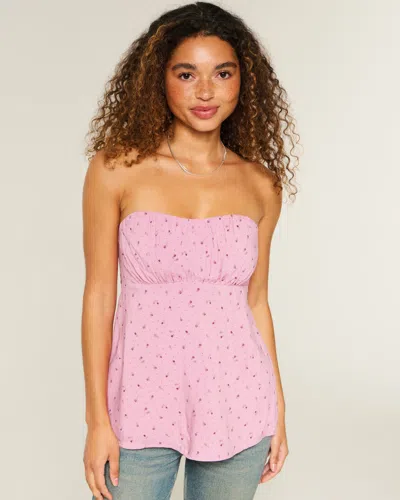 Hollister Easy Strapless Babydoll Top In Pink