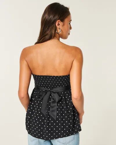 Hollister Easy Strapless Babydoll Top In Black