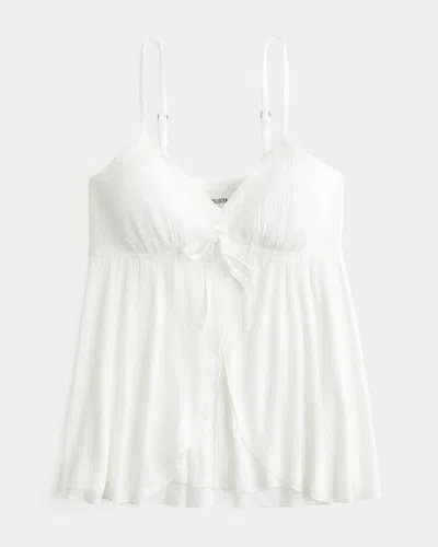Hollister Crinkle Shine Flyaway Babydoll Top In White