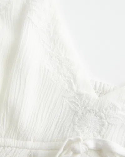 Hollister Crinkle Shine Flyaway Babydoll Top In White