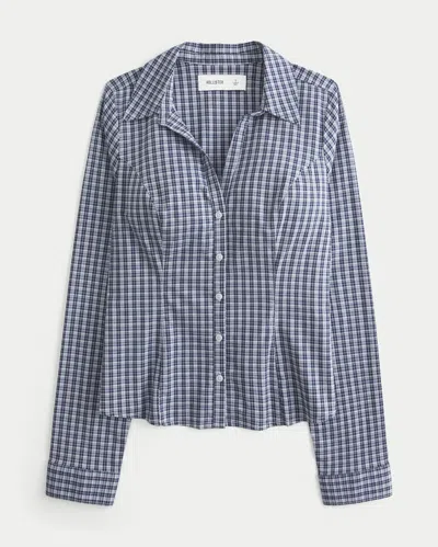 Hollister Stretch Poplin Button-through Shirt In Multi