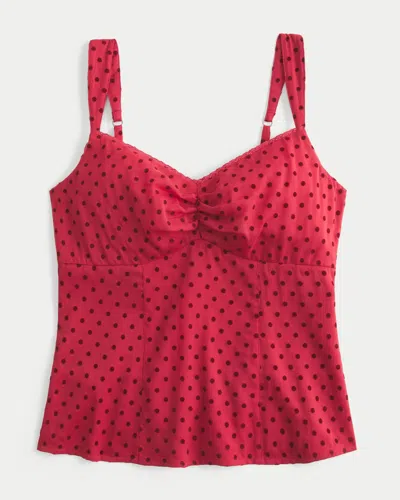 Hollister Lace Trim Chiffon Tank In Red