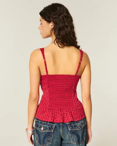 Hollister Lace Trim Chiffon Tank In Red