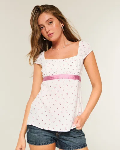 Hollister Easy Satin Tie Babydoll Top In White