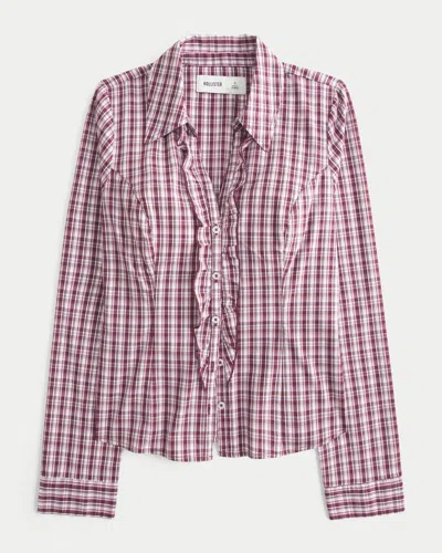 Hollister Tuxedo-style Stretch Poplin Shirt In Pink
