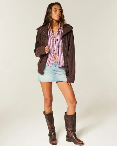 Hollister Tuxedo-style Stretch Poplin Shirt In Pink