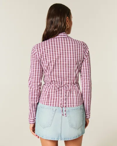 Hollister Tuxedo-style Stretch Poplin Shirt In Pink