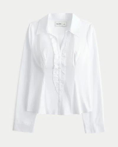 Hollister Tuxedo-style Stretch Poplin Shirt In White
