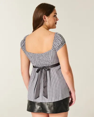 Hollister Easy Satin Tie Babydoll Top In Black