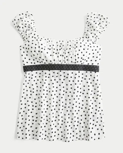 Hollister Easy Satin Tie Babydoll Top In White