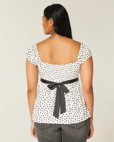 Hollister Easy Satin Tie Babydoll Top In White