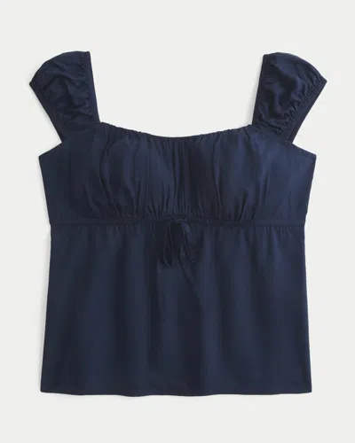 Hollister On/off-the-shoulder Scoop Babydoll Top In Blue