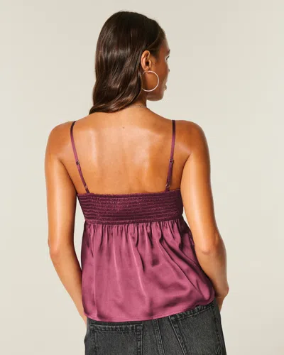 Hollister Easy Lace-trim Satin Cami In Red