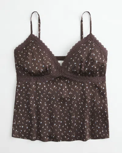Hollister Easy Lace-trim Satin Cami In Brown