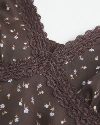 Hollister Easy Lace-trim Satin Cami In Brown