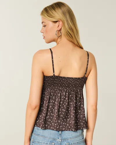 Hollister Easy Lace-trim Satin Cami In Brown