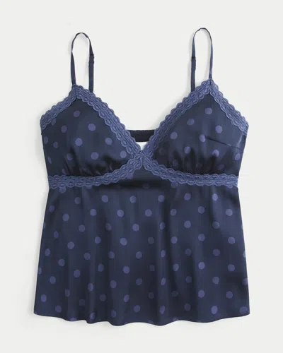 Hollister Easy Lace-trim Satin Cami In Blue