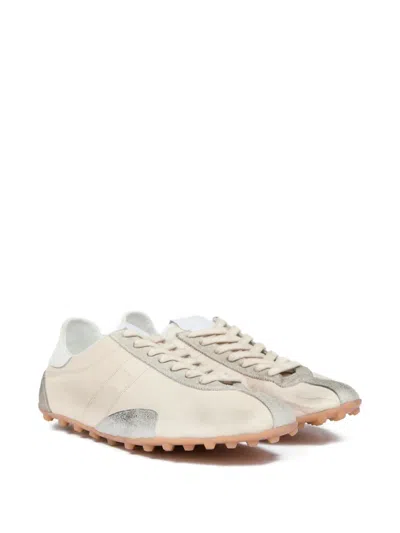 Maison Margiela Sneakers Sprinters In Suede And Leather With Vintage Finish In Neutral