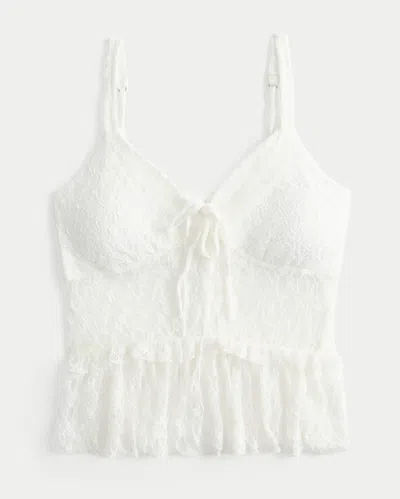 Hollister Lace Ruffle Top In White