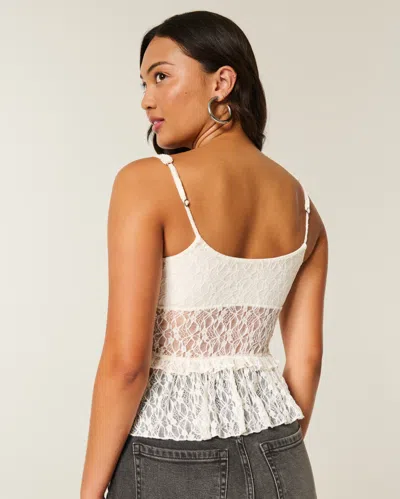 Hollister Lace Ruffle Top In White