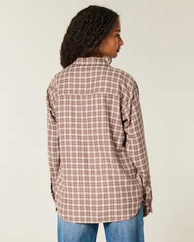 Hollister Oversized Flannel Shirt In Neutral