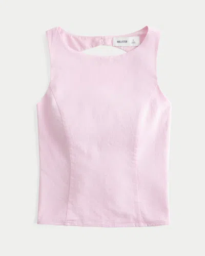 Hollister Linen-blend Open-back Top In Pink