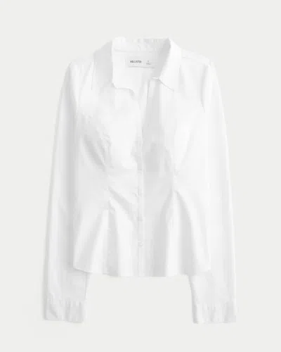 Hollister Button-through Poplin Shirt In White