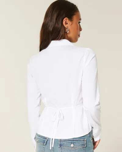 Hollister Button-through Poplin Shirt In White