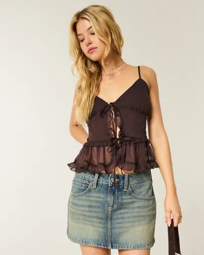 Hollister Chiffon Ruffle Cami In Black