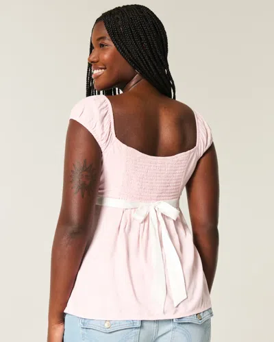 Hollister Easy Satin Tie Babydoll Top In Pink