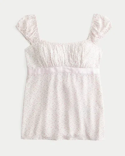 Hollister Easy Satin Tie Babydoll Top In White