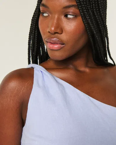 Hollister Linen-blend One-shoulder Top In Blue