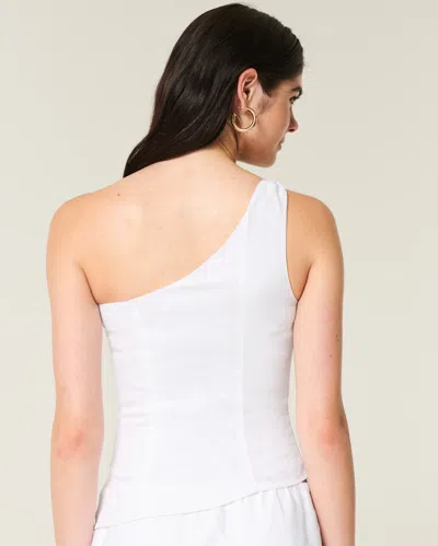Hollister Linen-blend One-shoulder Top In White