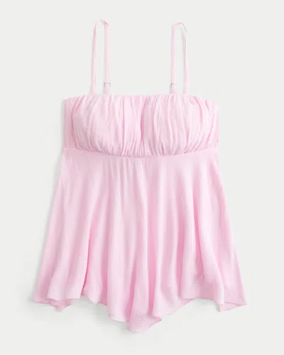 Hollister Strapless Handkerchief Hem Top In Pink