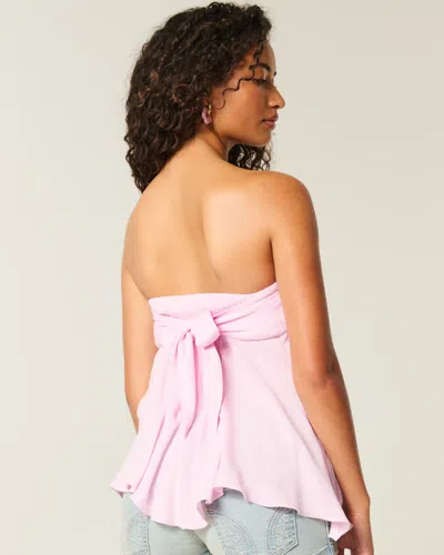 Hollister Strapless Handkerchief Hem Top In Pink