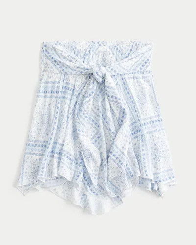 Hollister Strapless Handkerchief Hem Top In Blue