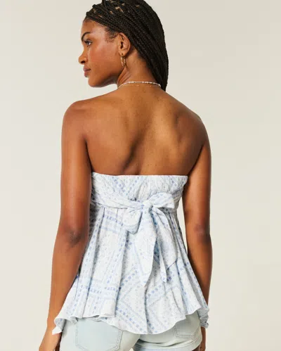 Hollister Strapless Handkerchief Hem Top In Blue