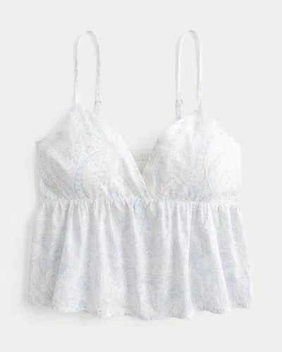 Hollister Easy Paisley Pattern Babydoll Top In White