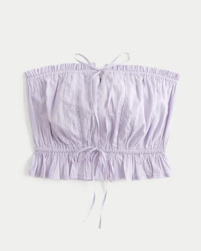 Hollister Easy Crop Strapless Lace Inset Tube Top In Purple