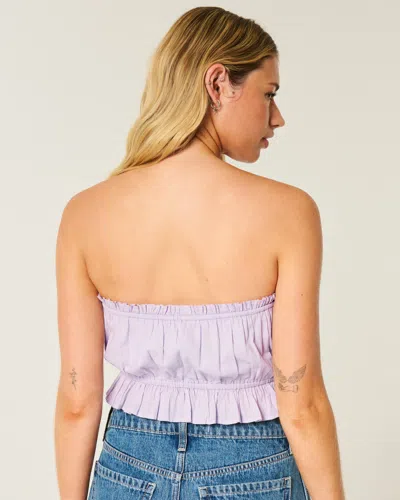 Hollister Easy Crop Strapless Lace Inset Tube Top In Purple