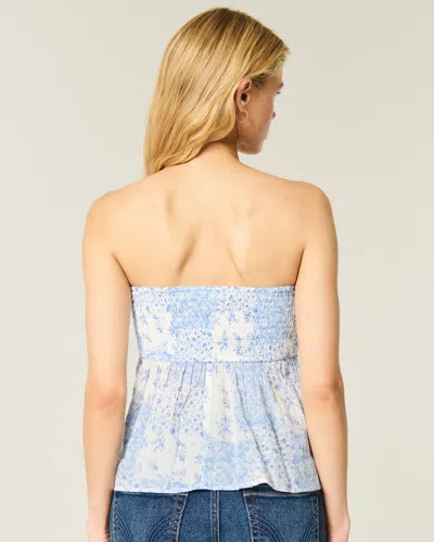 Hollister Easy Crochet-style Fabric Mix Strapless Top In White