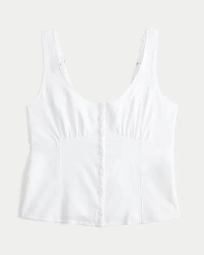 Hollister Linen Blend Button-through Top In White