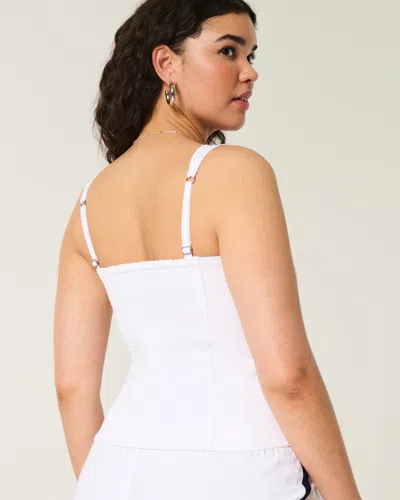 Hollister Linen Blend Button-through Top In White