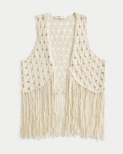 Hollister Easy Crochet-style Fringe Vest In Multi